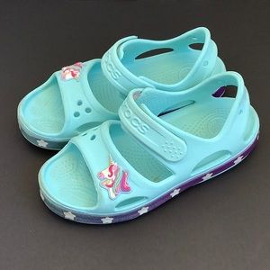 Crocs Kids Girls Fun Lab Unicorns Sandals Turquoise / C13